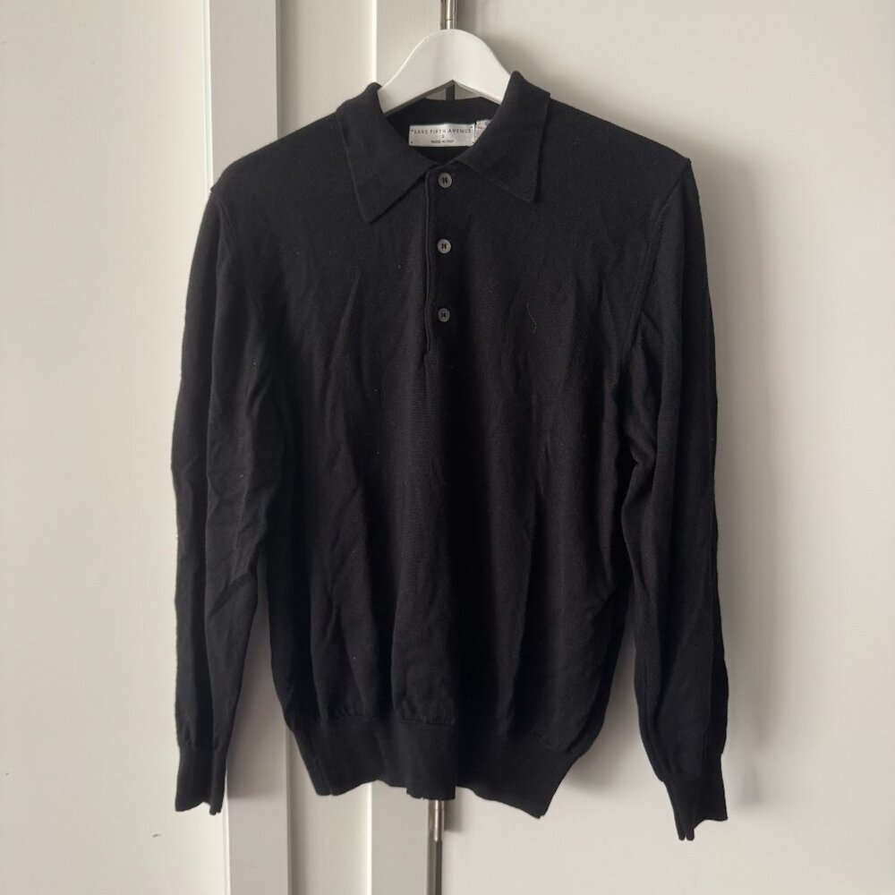 SAKS 5TH AVENUE 100% WOOL MADE IN ITALY BUTTON SWEATER